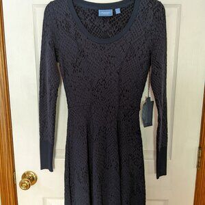 NEW SIMPLY VERA WANG DRESS NAVY STRETCH COTTON BLEND SCOOP LONG SLVE NWT $78 XS
